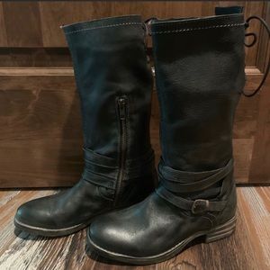 Bed Stu black distressed calf high boots